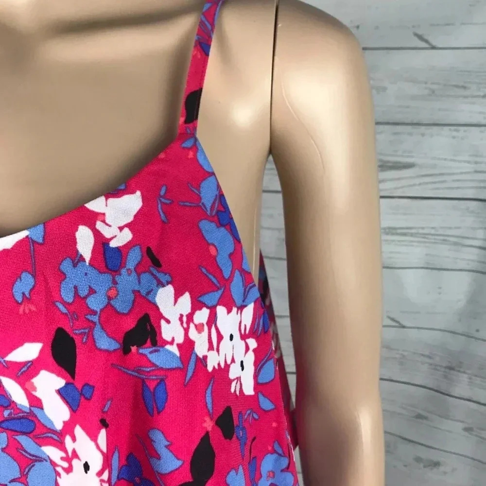 Elle Sundress Large Pink Purple Floral Print Ruffled Cute Casual Dress Summer - Picture 8 of 15